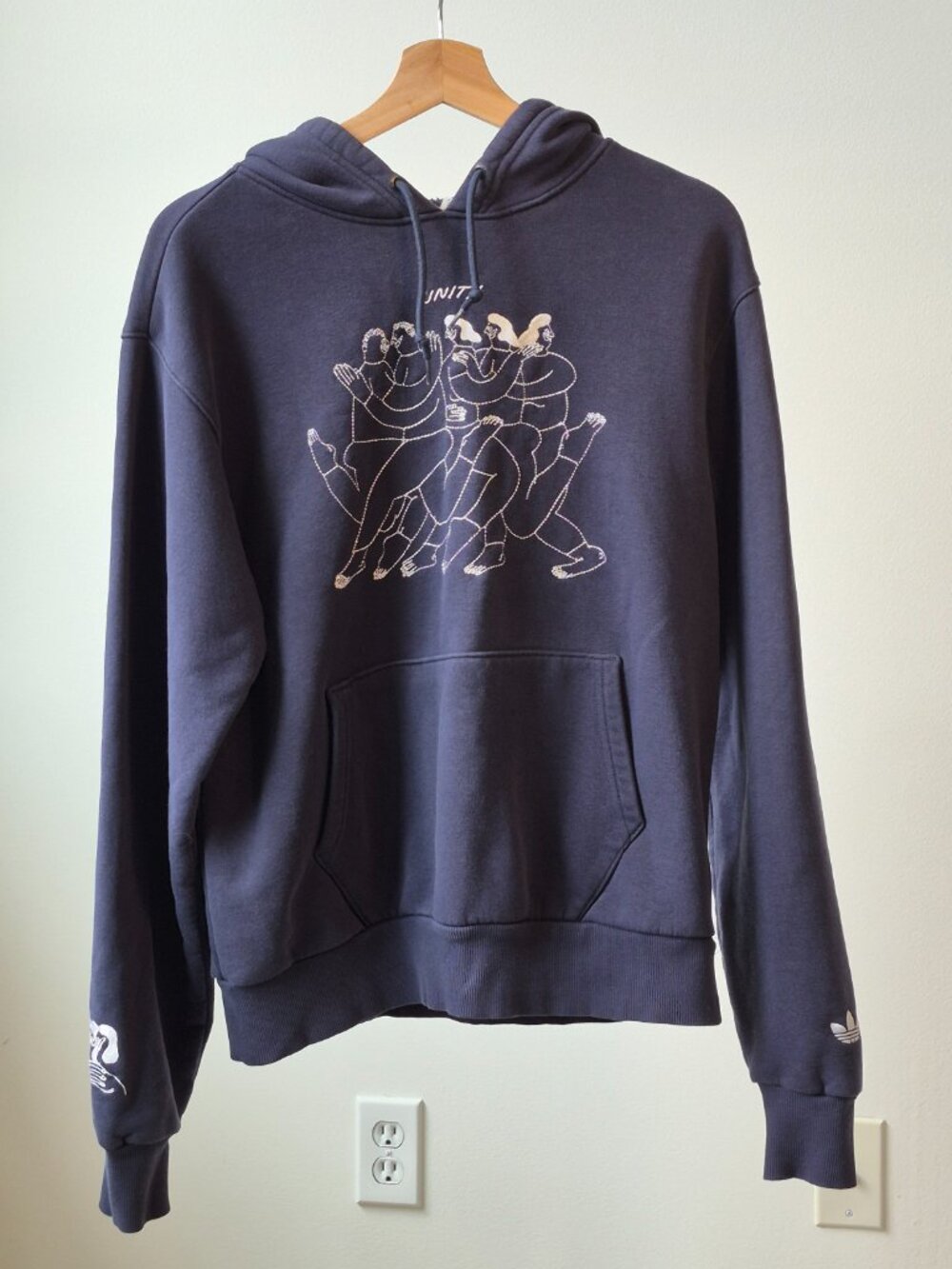 adidas Originals x Unity Graphic Hoodie Women S Navy Oversized Fleece Pullover